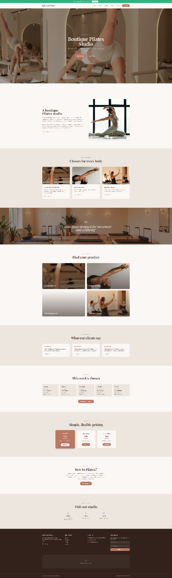 Demo site for Pilates Instructors