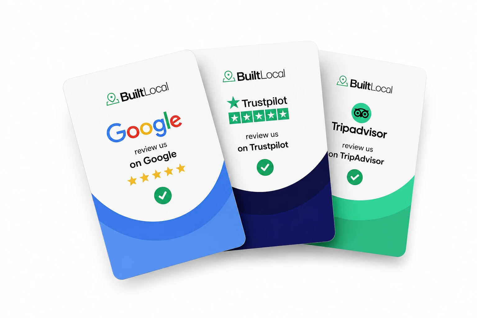Google, Trustpilot and TripAdvisor review cards